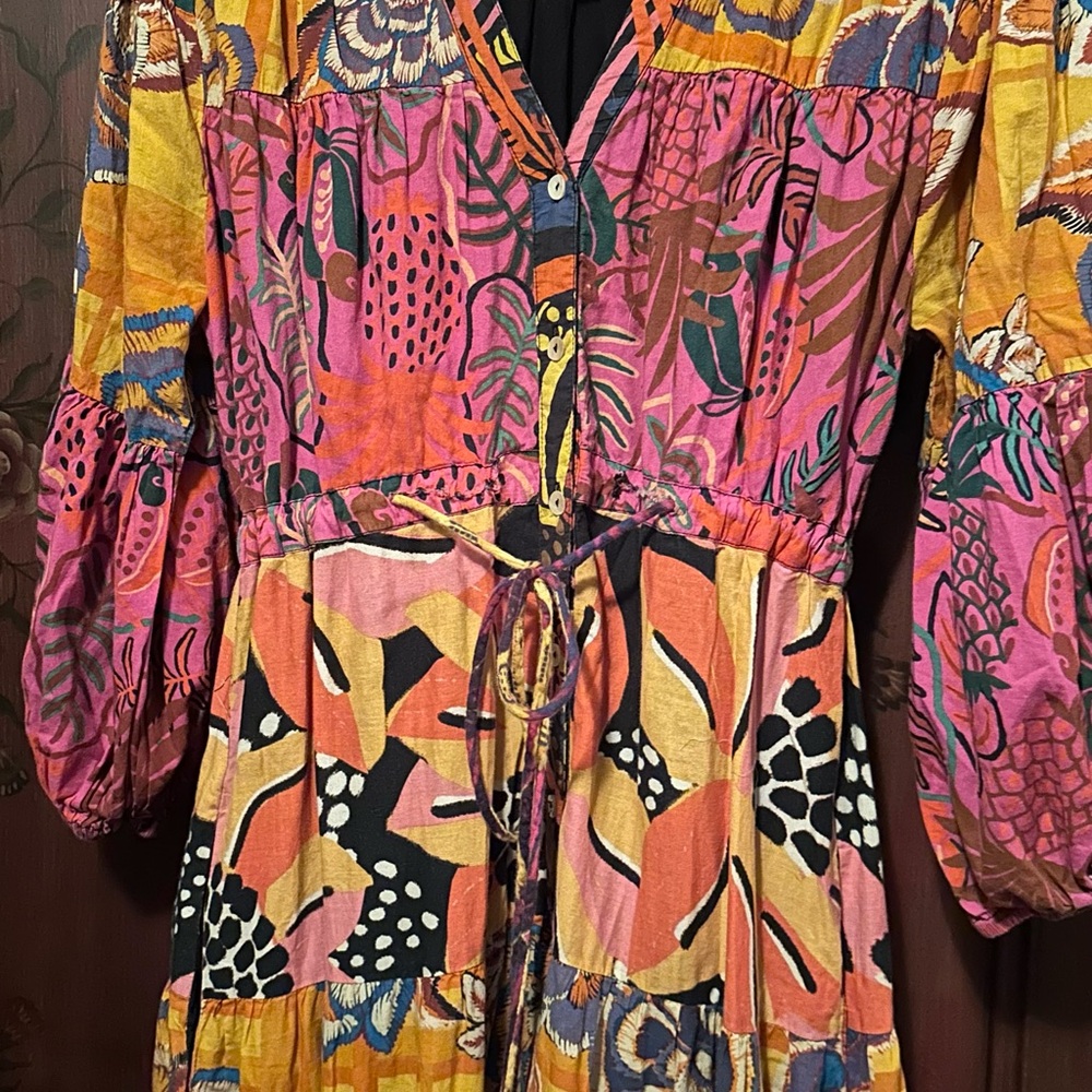 Farm Rio / Anthropologie Long Sleeve Button Front V-Neck Maxi Dress - Picture 6 of 8